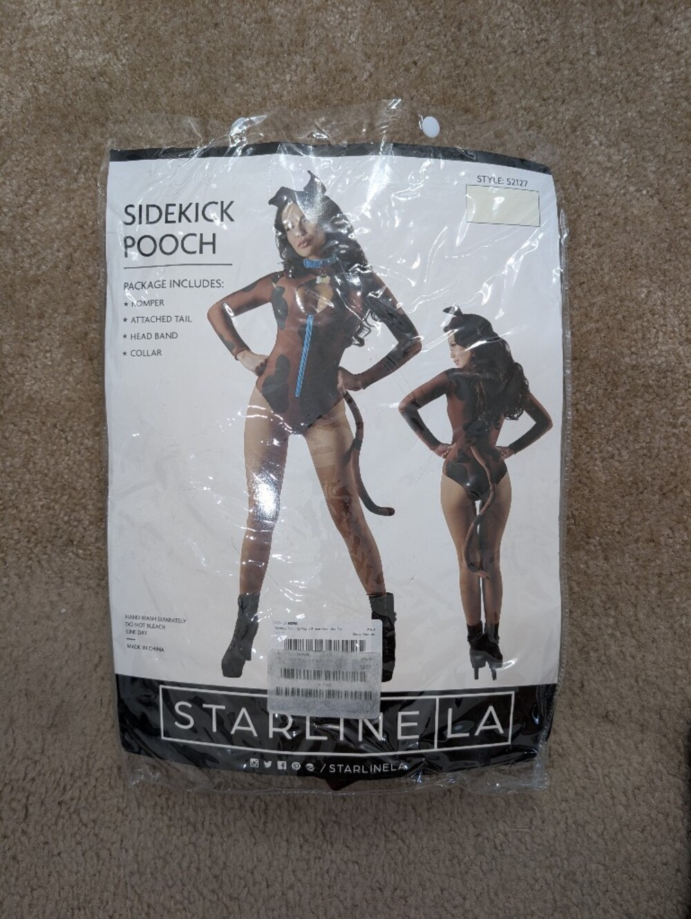Sidekick Pooch Women’s Brown Halloween Costume Bodysuit